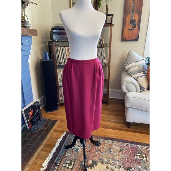 Vintage PENDLETON Virgin Wool Pencil Womens Skirt 12 Waist 30” Magenta Pink USA - Picture 9 of 14